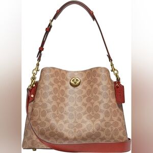 Coach Womens Polished Pebble Leather Willow Shoulder Bag